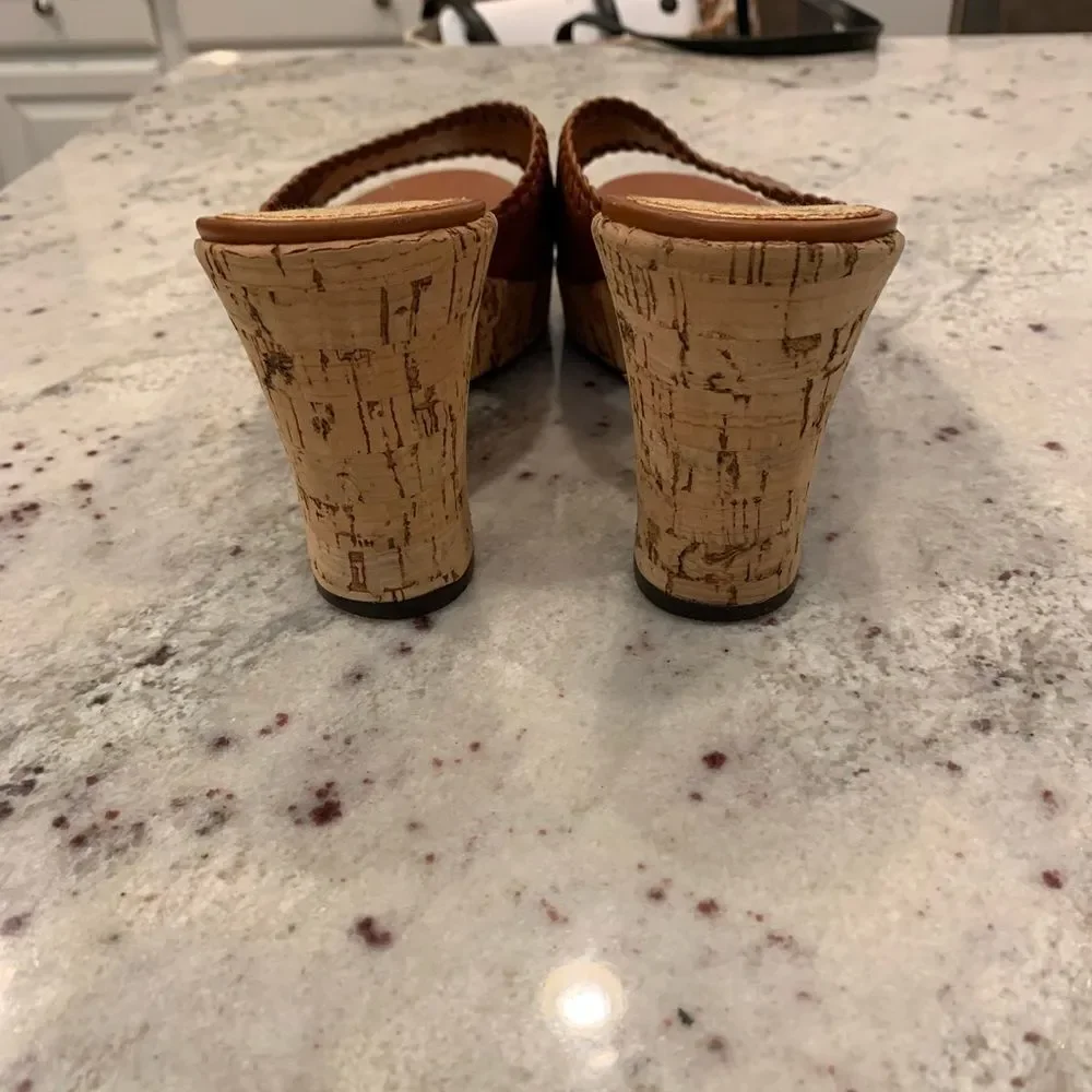 Circa Joan & David Leather & Cork Wedges sz 9